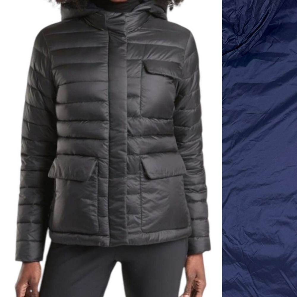 Athleta Reversible Pulse Down Jacket Black and Navy Size XS